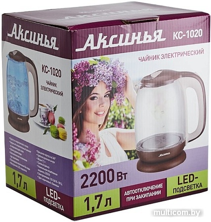Электрочайник Аксинья КС-1020 (бежевый/коричневый)