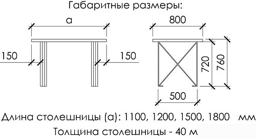 Кухонный стол Buro7 Призма 120 (с обзолом, дуб натуральный/черный)