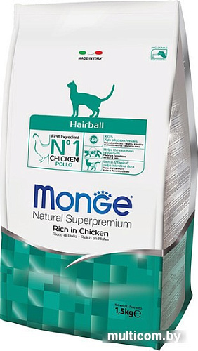 Корм для кошек Monge Hairball Rich in Chicken 1.5 кг