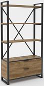 Стеллаж Hype Mebel Стандарт Люкс 80x170 (черный/дуб галифакс олово)