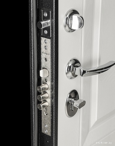 Металлическая дверь Guard Классика MG60 87х205 правая (черное серебро/белый ясень)