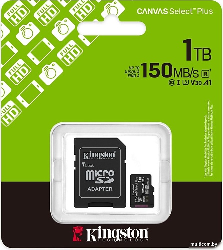 Карта памяти Kingston Canvas Select Plus microSDXC 1TB SDCS3/1TB (с адаптером)