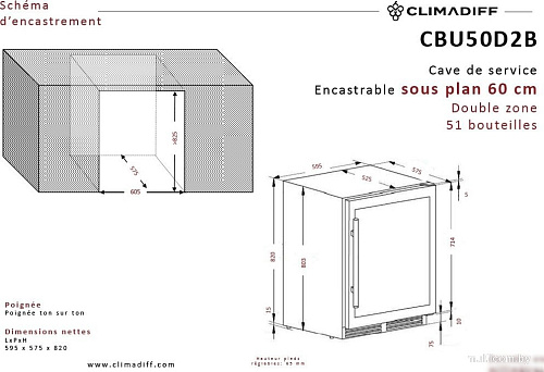 Винный шкаф Climadiff CBU50D2B
