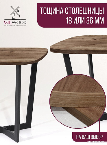 Столешница Millwood Закругленная 115x70x3.6 (дуб табачный Craft)