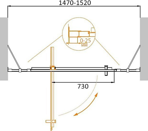 Душевая дверь Cezares MOLVENO-BA-12-100+50-C-Cr-IV