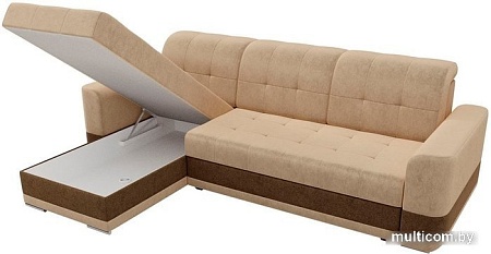 Угловой диван Mebelico Честер 61113 (левый, вельвет, бежевый/коричневый)