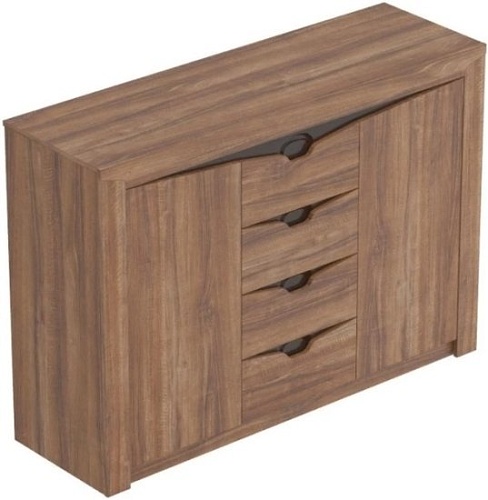 Тумба Мебельград Соренто с 4 ящиками и 2 дверцами (дуб стирлинг-кофе структ.мат.)