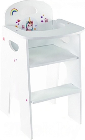 Стульчик для кукол Woody Стульчик для кормления кукол. Алиса Единорог с сердцем 03991