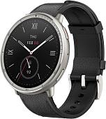 Умные часы Amazfit Active 2 Premium (серебристый, с черным кожаным ремешком)
