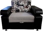 Кресло-кровать Виктория Мебель Ретро 1,5Н СК 2067 (иск. кожа/ткань, черный/серый)
