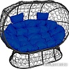 Садовый диван M-Group Лежебока 11190410 (на подставке с черным ротангом/синяя подушка)