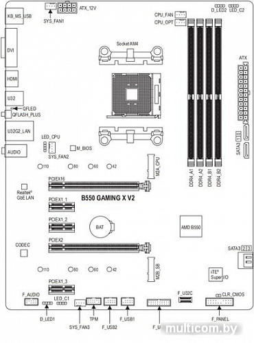 Материнская плата Gigabyte B550 Gaming X V2 (rev. 1.0)