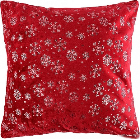 Декоративная подушка Домашняя Мода Новогодний принт (50х50, бордо)