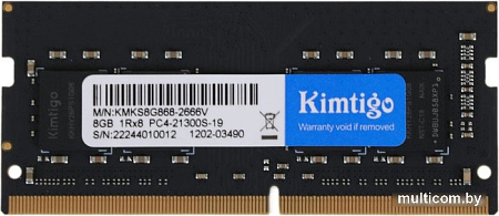 Оперативная память Kimtigo 8ГБ DDR4 SODIMM 2666 МГц KMKS8G8682666