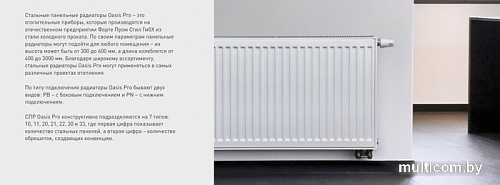 Стальной панельный радиатор Oasis Pro PN 22-5-18