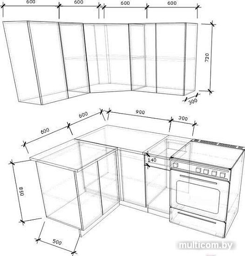 Угловая кухня Хоум Лайн Агата 1200х1200 угловой (файнлайн крем/зеленая мамба)