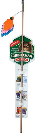 Игрушка для кошек Сибирская кошка Удочка-дразнилка Листочки (цвет в ассортименте)