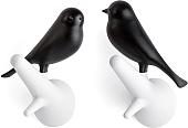 Крючок для одежды Qualy Sparrow QL10067-WH-BK (2 шт, белый/черный)