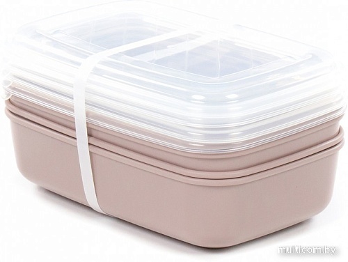 Набор контейнеров Полесье №40 1.6л с крышками73805 (4 шт, темно-кремовый/прозрачный)