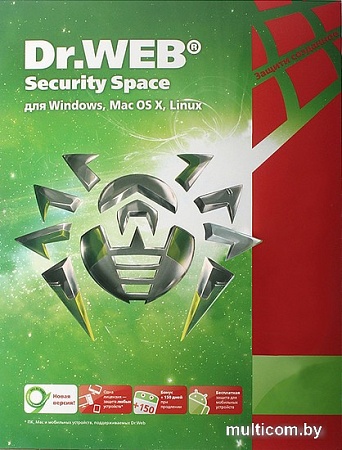 Система защиты ПК от интернет-угроз Dr.Web Security Space (2 ПК, 1 год)