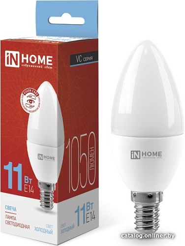 Светодиодная лампочка In Home LED-СВЕЧА-VC 11 Вт 230В Е14 6500К 1050 Лм
