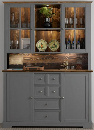 Шкаф-витрина Диприз Lakeview Д.98026 (бейц винтаж)