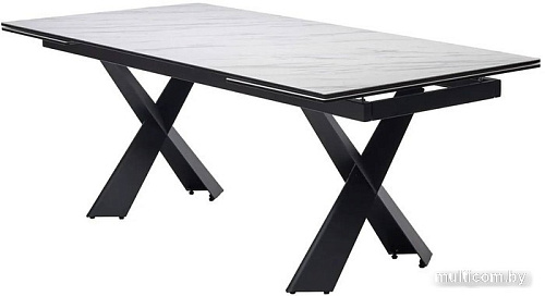 Кухонный стол M-City Oristano 180 Marbles KL-99 614M05290 (белый мрамор матовый/черный)