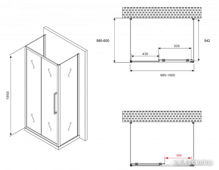 Душевой уголок Abber Schwarzer Diamant AG30100BH-S60B-S60B