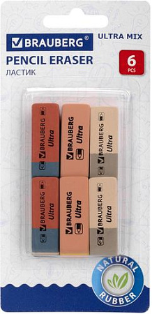 Набор ластиков BRAUBERG Ultra mix 229602 (6 шт.)