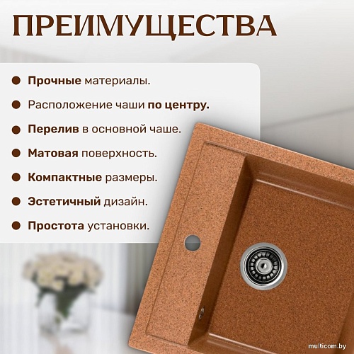 Кухонная мойка Saniteco Terra (терракот)