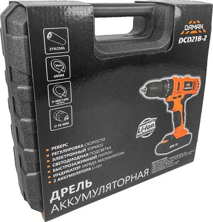 Дрель-шуруповерт Brait DCD21B-2 DAMAN (с 1-им АКБ, кейс, оснастка)