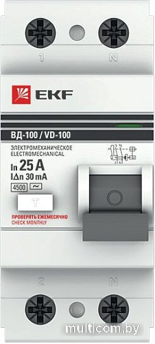 Устройство защитного отключения EKF PROxima 2P-25А-30мА ELCB-2-25-30-EM-PRO