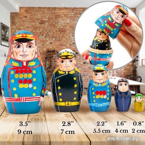 Развивающая игрушка Брестская Матрешка Содаты великой победы (набор 5 шт)