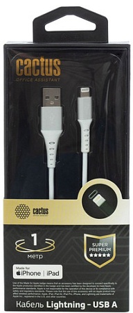 Кабель CACTUS USB Type-A - Lightning CS-LG.USB.A-1 (1 м, белый)