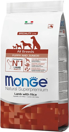 Сухой корм для собак Monge All Breeds Puppy & Junior Lamb and Rice 2.5 кг