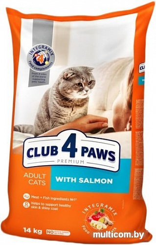 Корм для кошек Club 4 Paws Premium с лососем 14 кг