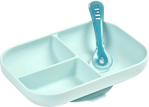 Beaba Set Repas Silicone Avec Ventouse Bleu 913455