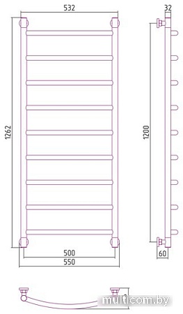 Полотенцесушитель Сунержа Галант+ 1200х500 30-0200-1250