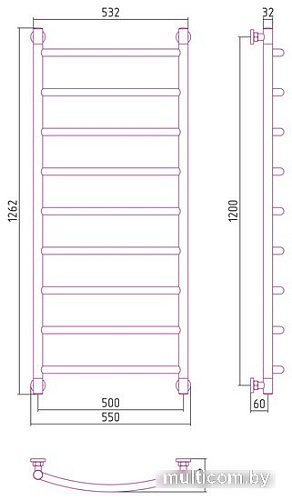 Полотенцесушитель Сунержа Галант+ 1200х500 30-0200-1250