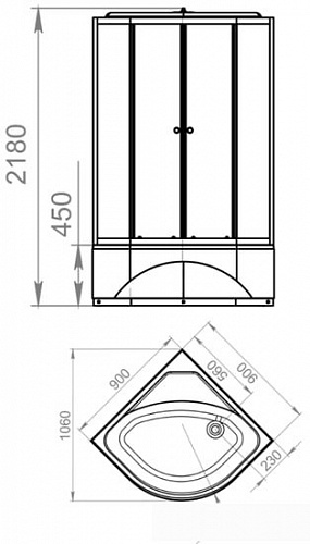 Душевая кабина Domani-Spa Elegance 90x90 High с гидромассажем (прозрачное стекло/белые)