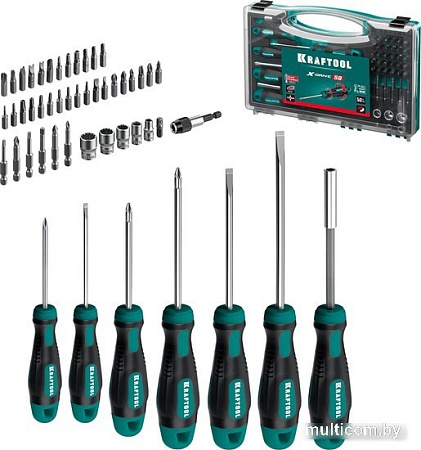Набор отвертка с битами и головками KRAFTOOL 25815 (50 предметов)