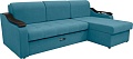 Диван Сириус Лидер-4 с оттоманкой ППУ 260x165 (Eva 29 велюр голубой)