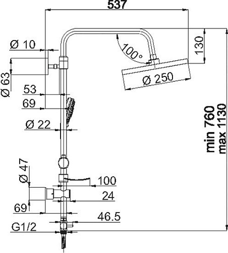 Душевая система Rubineta River [624125]