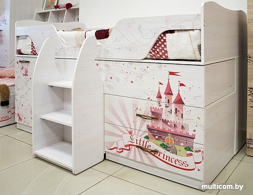 Кровать-чердак Ижмебель Принцесса 9 (лиственница сибиу)