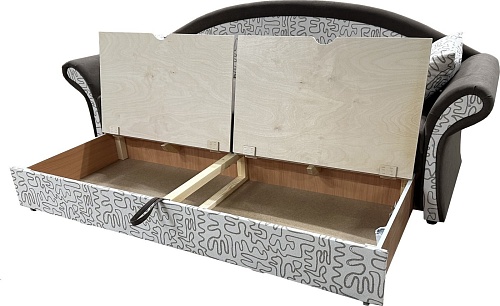 Диван Анмикс Риччи (темно-коричневый, велюр/принт инкас)