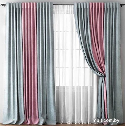 Комплект штор Pasionaria Кирстен 480x250 с подхватами (серый/розовый)