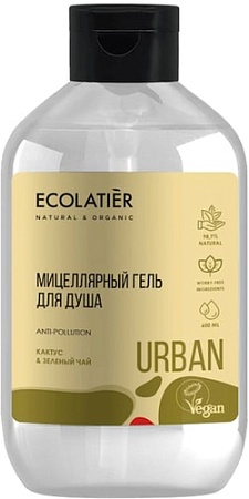 Косметика по уходу за телом Ecolatier Гель для душа мицеллярный Urban кактус и зеленый чай 600 мл