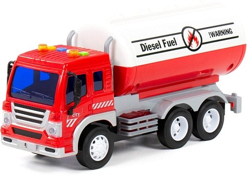 Игрушечный транспорт Полесье Сити автомобиль с цистерной инерционный 86372 (красный/белый)
