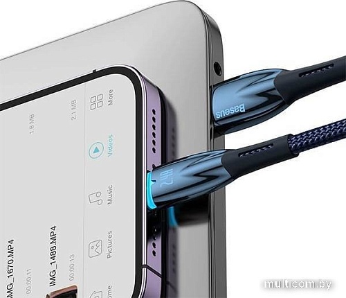 Кабель Baseus Glimmer Series Fast Charging Data Cable USB Type-A - Lightning 2.4A CADH000303 (2 м, синий)