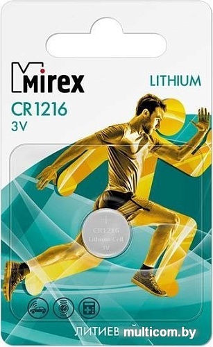 Элементы питания Mirex CR1216 Mirex литиевая блистер 1 шт. 23702-CR1216-E1